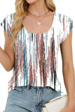 Printed Round Neck Loose Short Sleeved Shirt