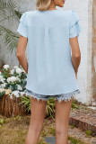 V-Neck Double-Layer Sleeve Chiffon T-Shirt