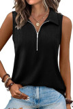 Polo Collar Zipper Casual Sleeveless Vest