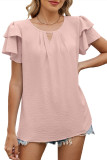 V-Neck Double-Layer Sleeve Chiffon T-Shirt
