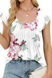 Printed Round Neck Loose Short Sleeved Shirt