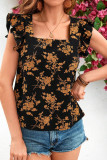 Summer Printed Ruffled Short Sleeved Shirt