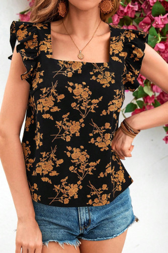 Summer Printed Ruffled Short Sleeved Shirt