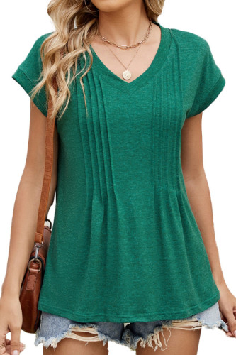 Solid Color V-Neck Loose Short Sleeved T-Shirt
