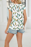 Printed Round Neck Loose Short Sleeved Shirt