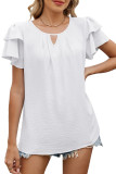 V-Neck Double-Layer Sleeve Chiffon T-Shirt