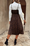 Leopard Pleated Camisole Sleeveless Dress