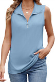 Lapel Zipper Sleeveless Loose Vest