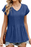 Solid Color V-Neck Loose Short Sleeved T-Shirt