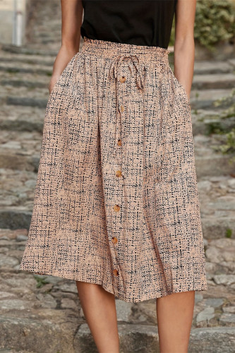 Printed Single Breasted Casual Summer Skirt