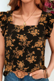 Summer Printed Ruffled Short Sleeved Shirt
