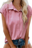 Checkered Printed Short Sleeved Lapel Shirt