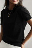 Round Neck Short Sleeved Loose Knit T-Shirt
