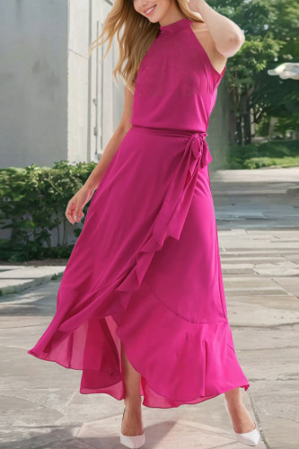 Ruffle Edge Irregular Strap Sleeveless Dress