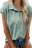 Checkered Printed Short Sleeved Lapel Shirt