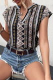 Summer Bohemian Bat Sleeve V-Neck Shirt