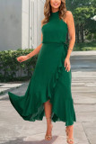 Ruffle Edge Irregular Strap Sleeveless Dress