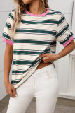 Loose Striped Print Short Sleeved T-Shirt