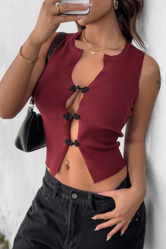 Spicy Girl Slim Fit Sleeveless Hollowed Out Vest