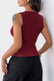 Spicy Girl Slim Fit Sleeveless Hollowed Out Vest