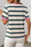 Loose Striped Print Short Sleeved T-Shirt