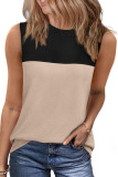 New Round Neck Color Blocked Sleeveless Vest