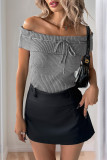 Summer One Shoulder Bow Tie Knit Top