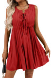 Fashion Pleated Sleeveless Solid Color Dress