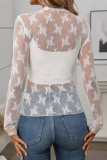 Half High Neck See Through Long Sleeved Mesh T-Shirt