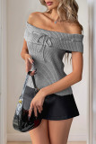 Summer One Shoulder Bow Tie Knit Top