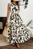 Lapel Sleeveless Waist Cinching Dress
