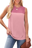 New Round Neck Color Blocked Sleeveless Vest