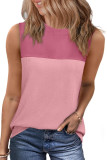 New Round Neck Color Blocked Sleeveless Vest