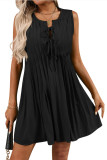 Fashion Pleated Sleeveless Solid Color Dress