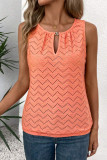Leisure Sleeveless Round Neck Hollowed Out Vest