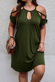 Large Size Off Shoulder Hanging Neck Dress