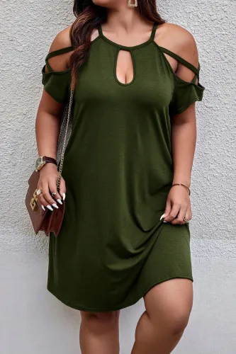 Large Size Off Shoulder Hanging Neck Dress
