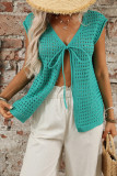 Hollow Out Short Sleeved Knitted Cardigan Sweater