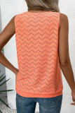 Leisure Sleeveless Round Neck Hollowed Out Vest