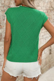 Round Neck Pocket Diamond Grid Short Sleeved Sweater