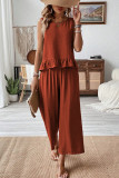 Solid Color Sleeveless Shirt Cropped Pants Two-Piece Set