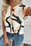 Fashion Printed Short Sleeved V-Neck Shirt