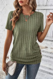 Round Neck Button Short Sleeved T-Shirt