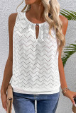 Leisure Sleeveless Round Neck Hollowed Out Vest