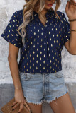 V-Neck Pocket Diamond Print Short Sleeve Shirt
