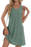 Round Neck Sleeveless Casual Pocket Vest Dress