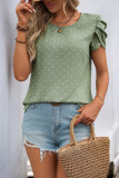 Summer Swiss Dot Petal Short Sleeved Shirt