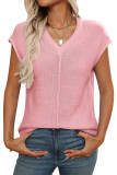 Summer V-Neck Knitted Short Sleeved Shirt