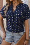 V-Neck Pocket Diamond Print Short Sleeve Shirt