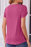 Summer Pleated Round Neck Short Sleeved T-Shirt